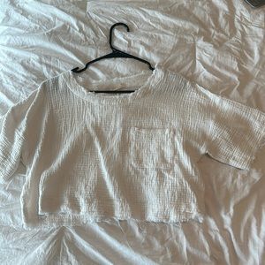 White linen crop top